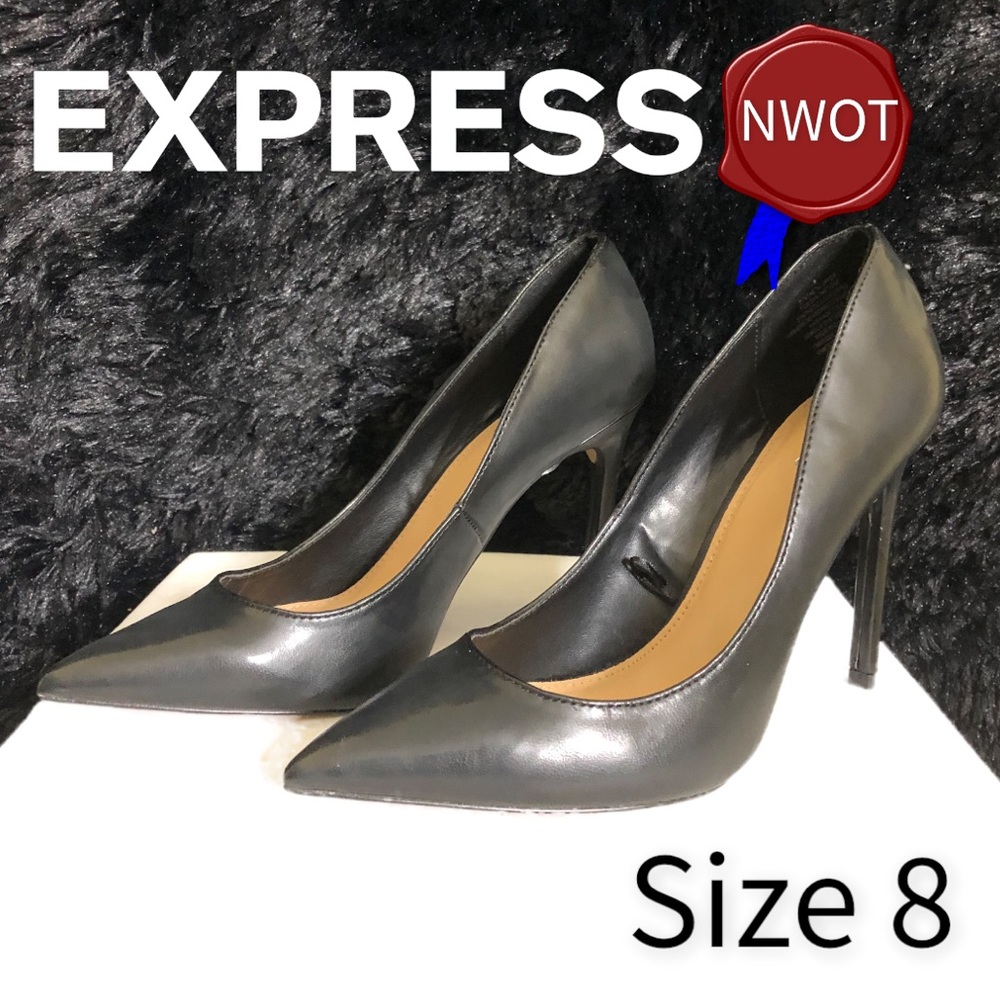 NWOT Express brand Vegan Leather Black Pump Heels